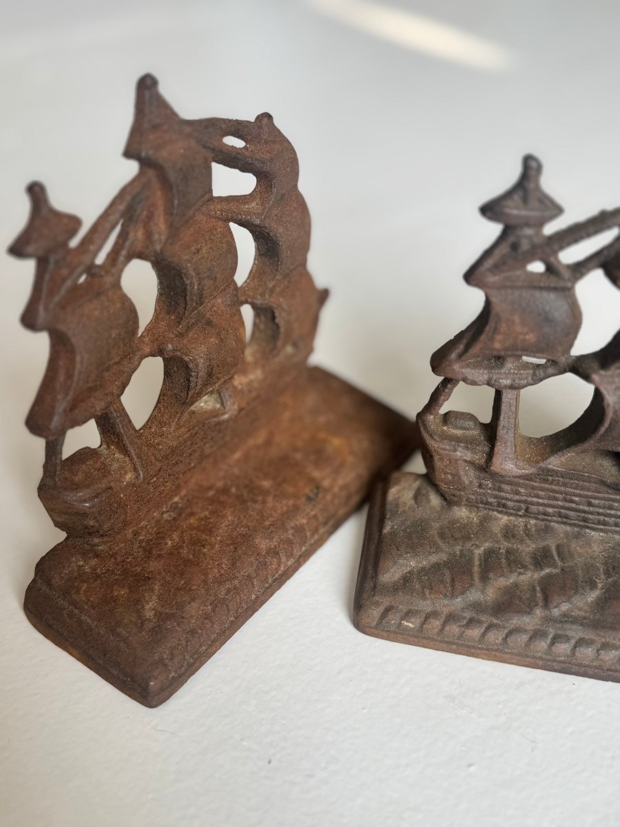 VTG Clipper Ship Book Ends - Diamonds & Rust