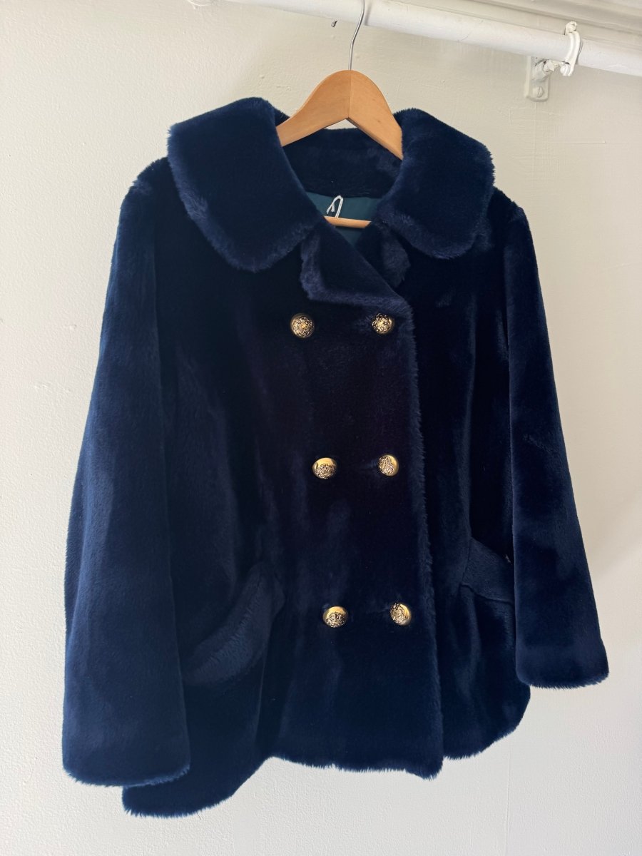 VTG Faux Fur Peacoat - Diamonds & Rust