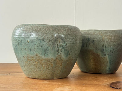 VTG Handmade Ceramic Bowl - Green + Blue - Diamonds & Rust
