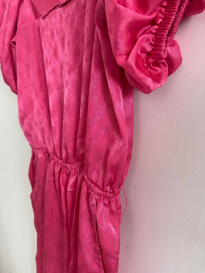 VTG Hot Pink Jump Suit - Puff Sleeve - Handmade - Diamonds & Rust