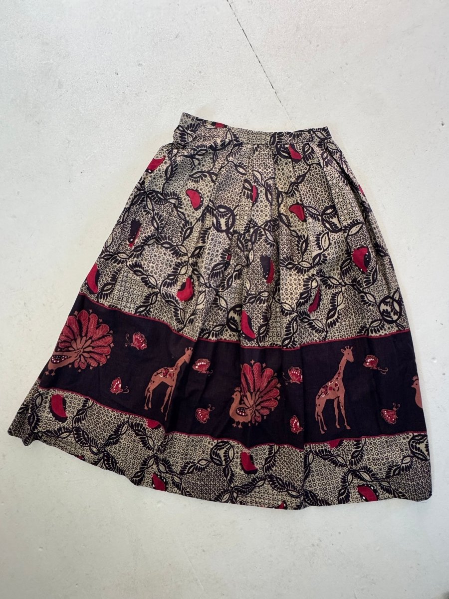 VTG Indian Block Print Skirt - Diamonds & Rust