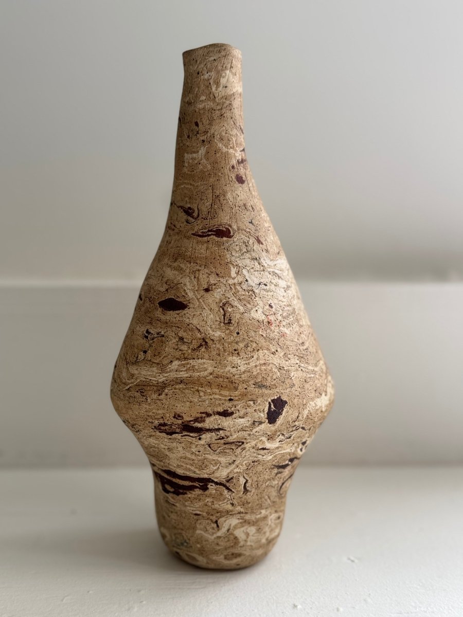 VTG Marbled Brown Vase - Diamonds & Rust