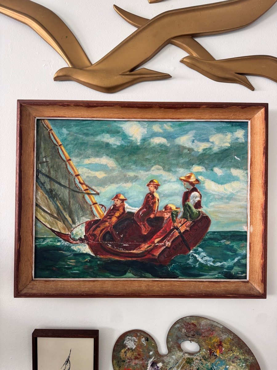 VTG Maritime Oil Painting After Winslow Homer - Diamonds & Rust