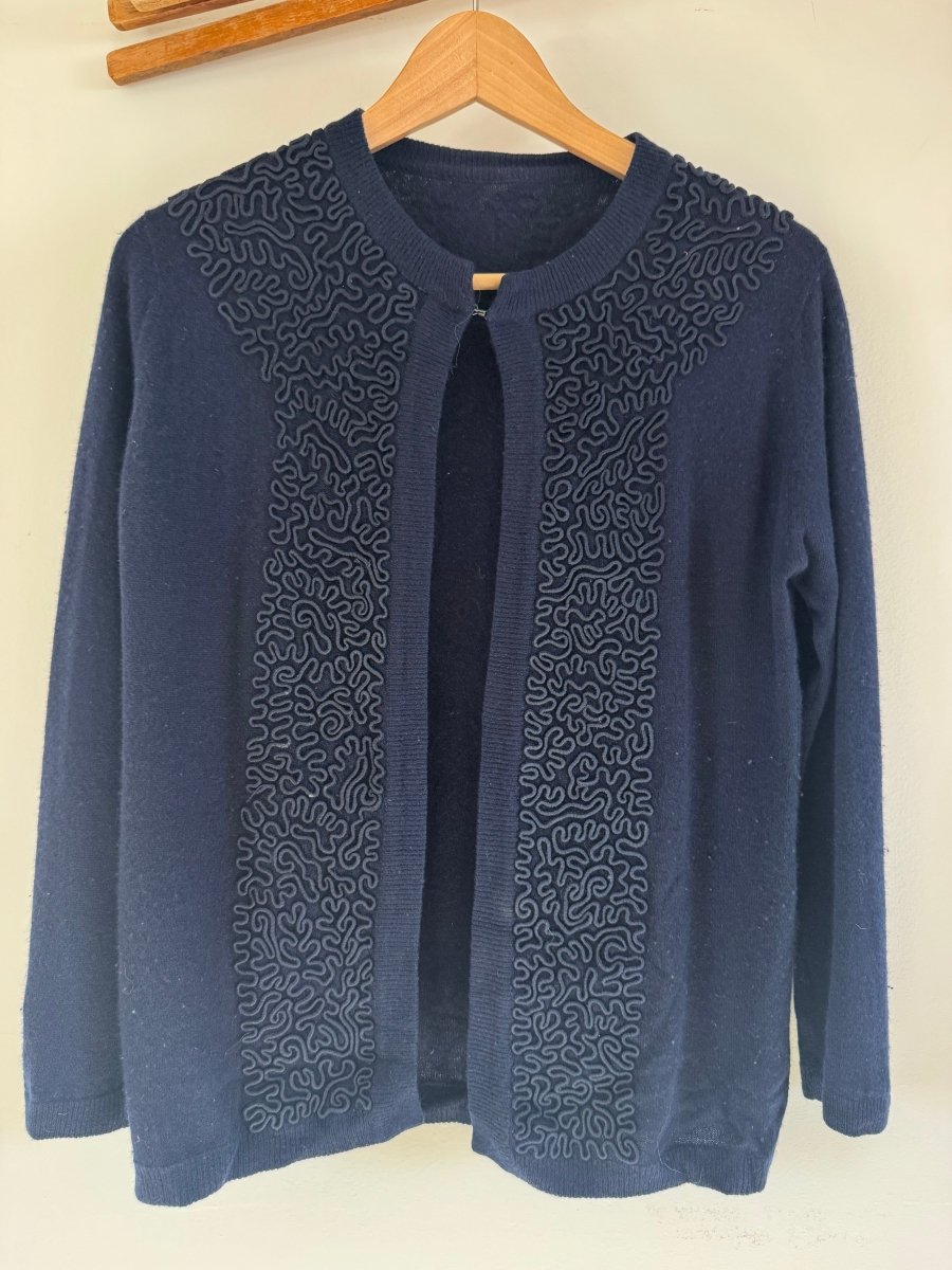 VTG Navy Blue Cardigan Sweater - Diamonds & Rust