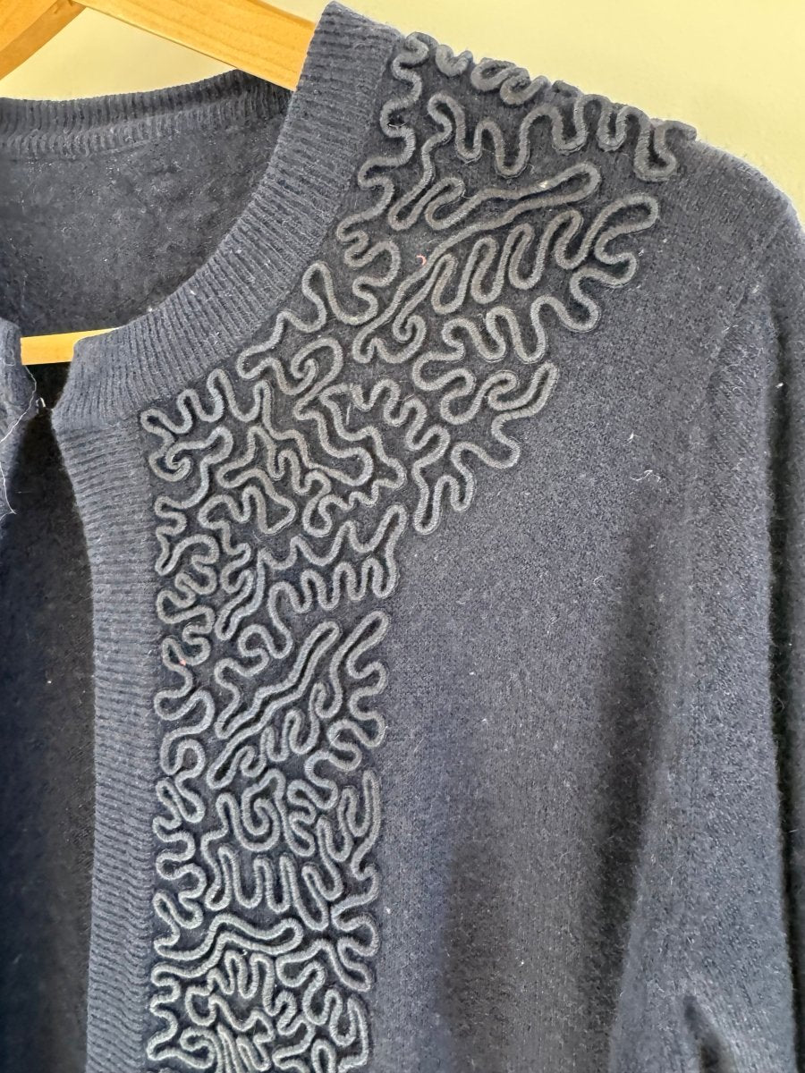 VTG Navy Blue Cardigan Sweater - Diamonds & Rust