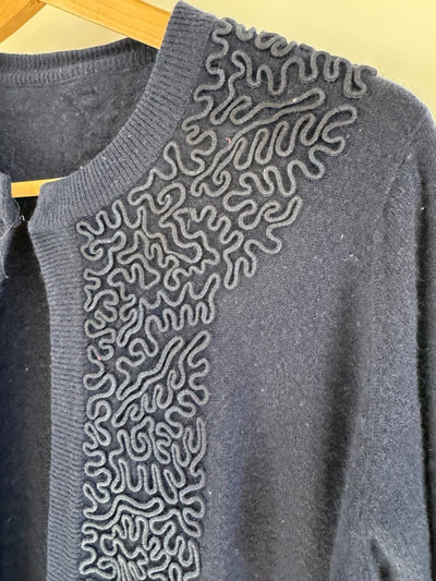 VTG Navy Blue Cardigan Sweater - Diamonds & Rust