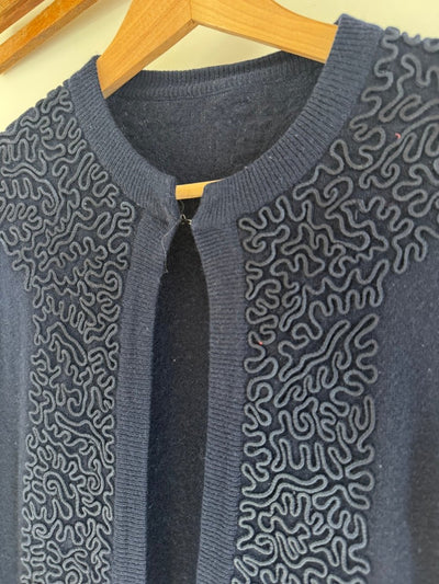 VTG Navy Blue Cardigan Sweater - Diamonds & Rust