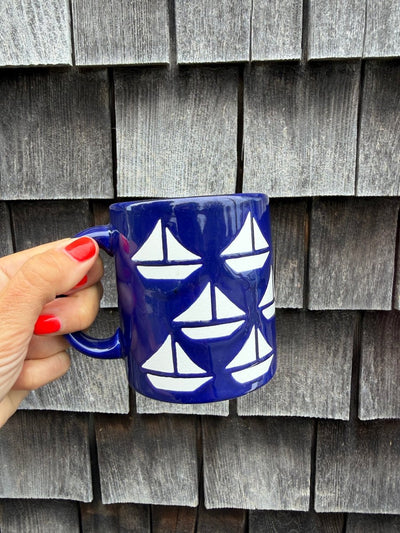 VTG Navy Sailboat Coffee Mug - Diamonds & Rust