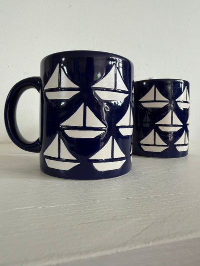 VTG Navy Sailboat Coffee Mug - Diamonds & Rust