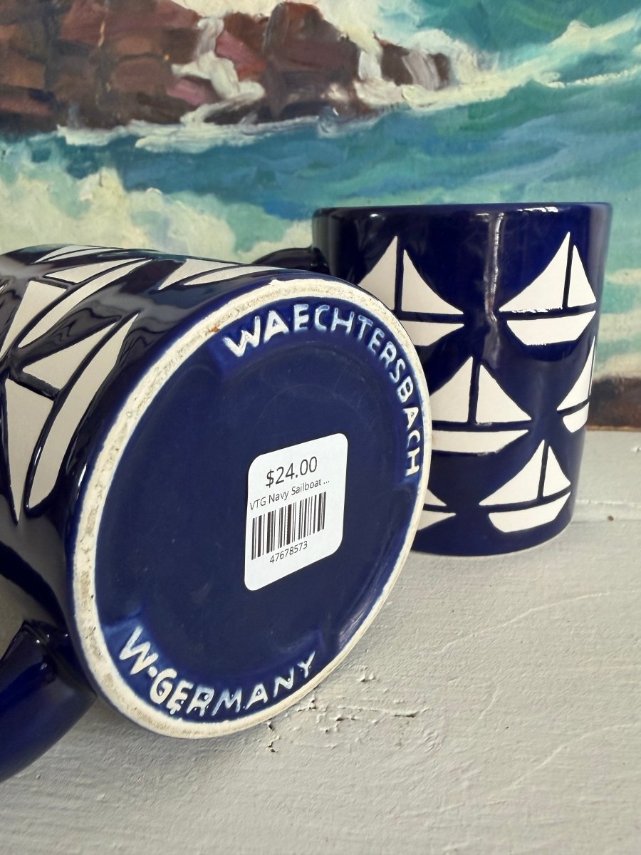 VTG Navy Sailboat Coffee Mug - Diamonds & Rust