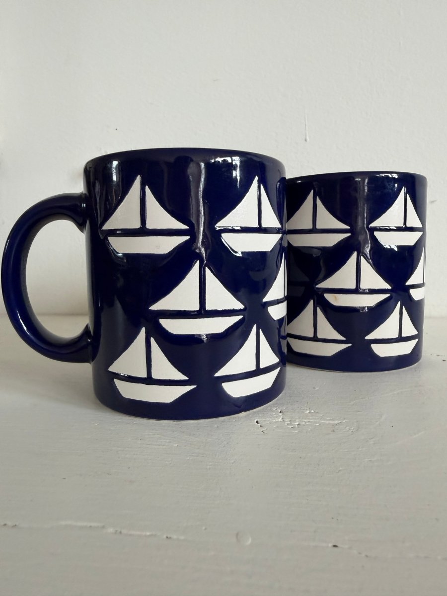 VTG Navy Sailboat Coffee Mug - Diamonds & Rust