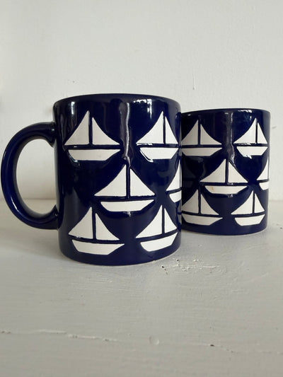 VTG Navy Sailboat Coffee Mug - Diamonds & Rust