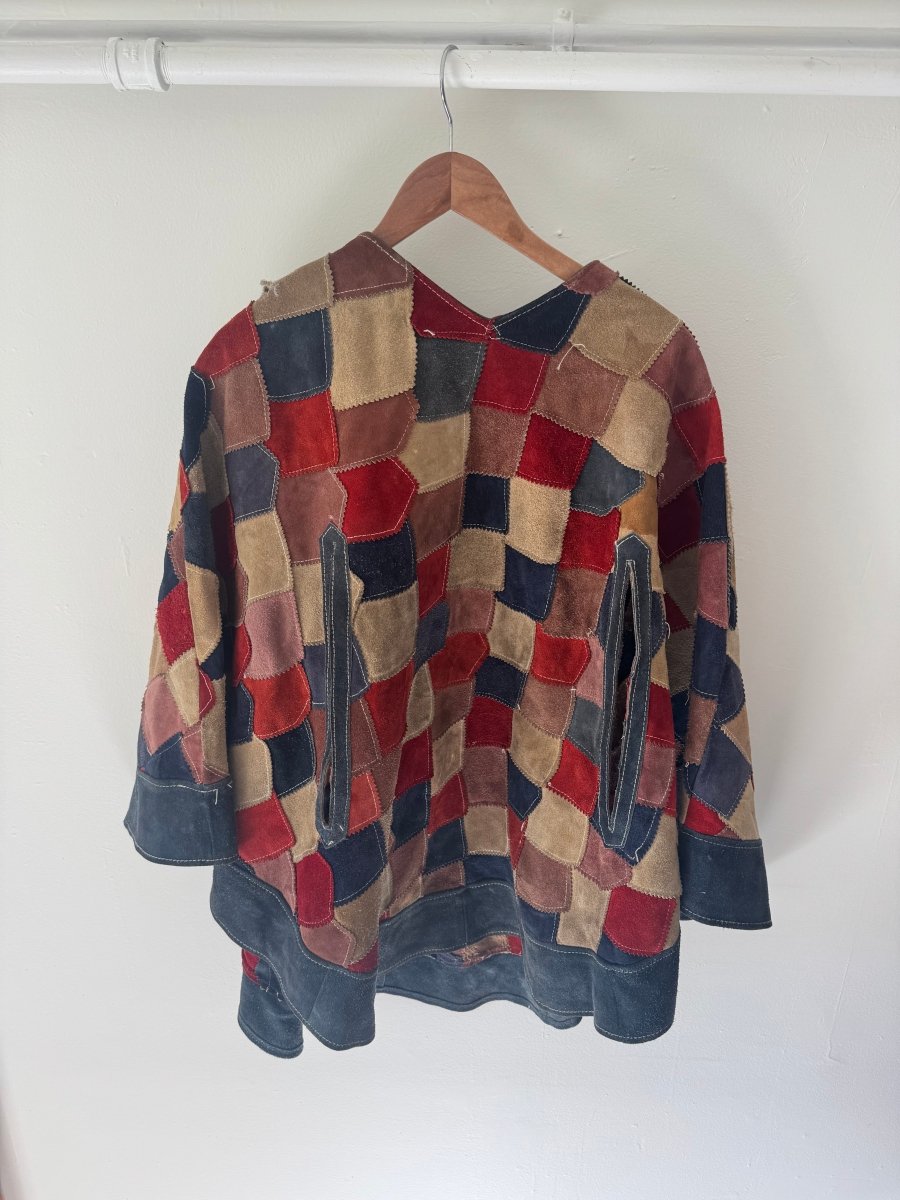 VTG Patchwork Leather Shawl - Diamonds & Rust