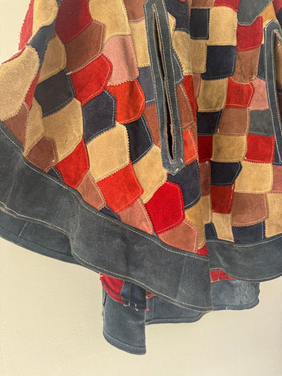VTG Patchwork Leather Shawl - Diamonds & Rust