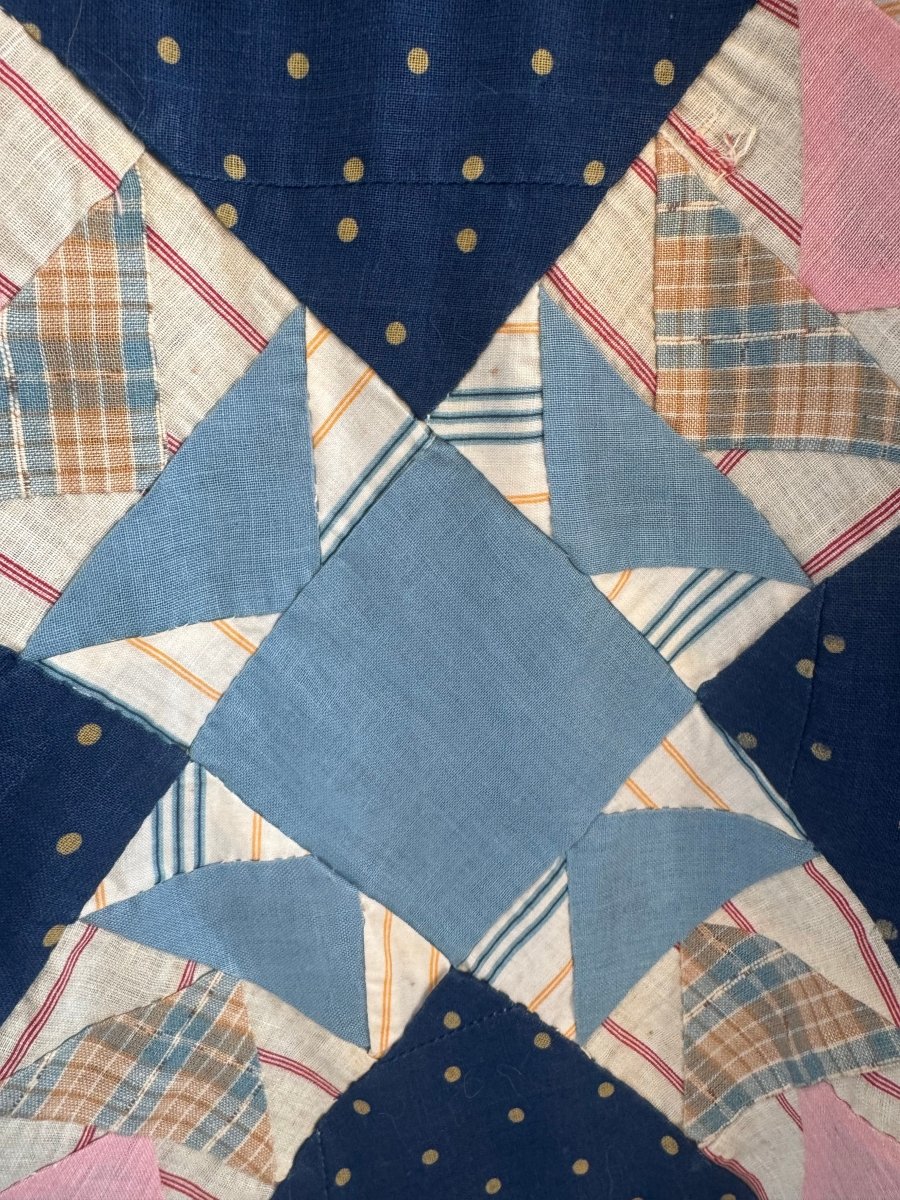 VTG Quilt Patch Navy Blue Raglan - Diamonds & Rust