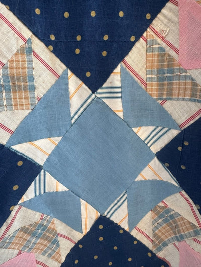 VTG Quilt Patch Navy Blue Raglan - Diamonds & Rust