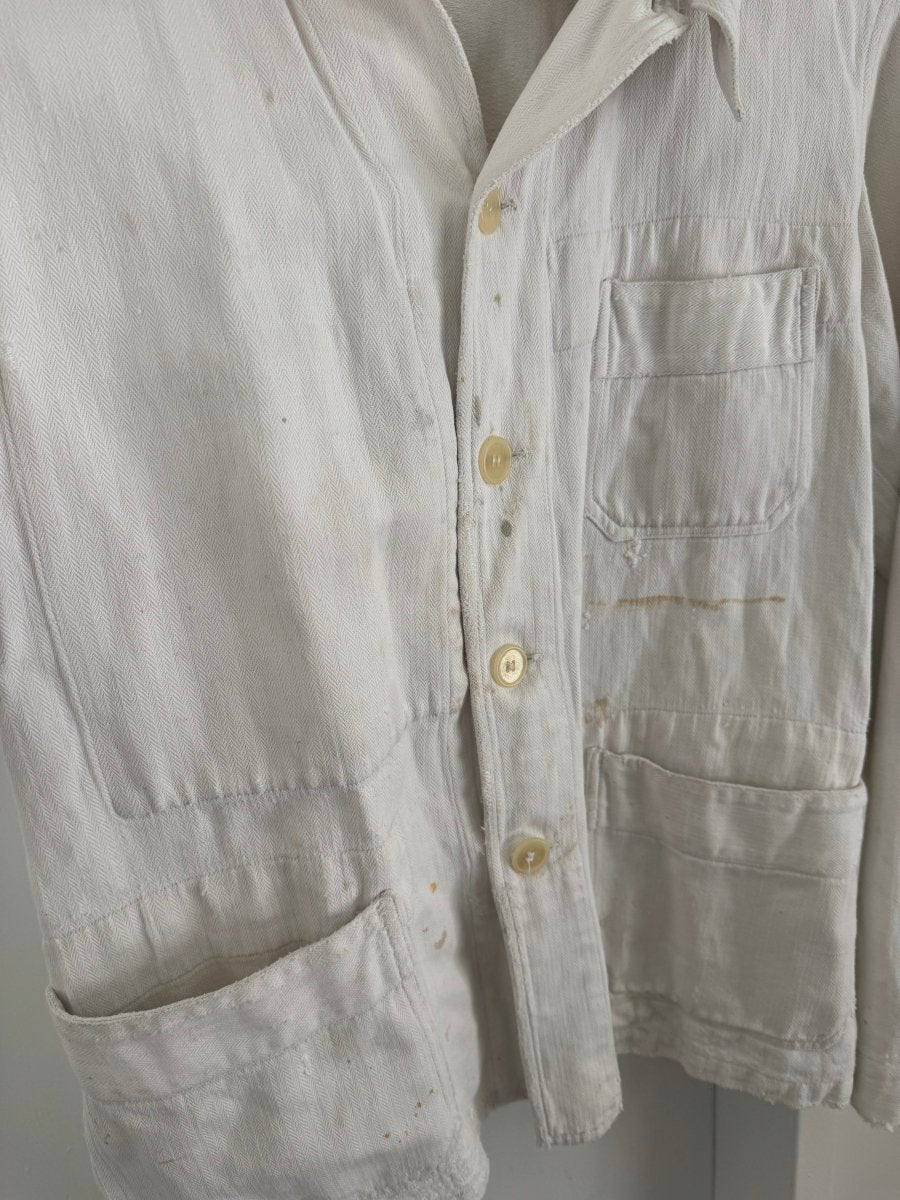 VTG Ripstop Chore Coat - White - Diamonds & Rust