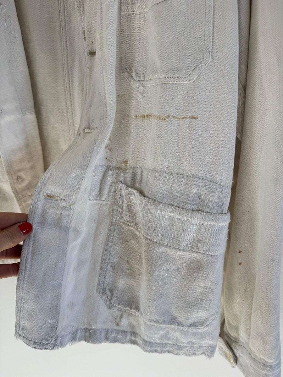 VTG Ripstop Chore Coat - White - Diamonds & Rust