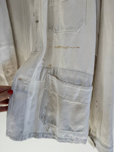 VTG Ripstop Chore Coat - White - Diamonds & Rust