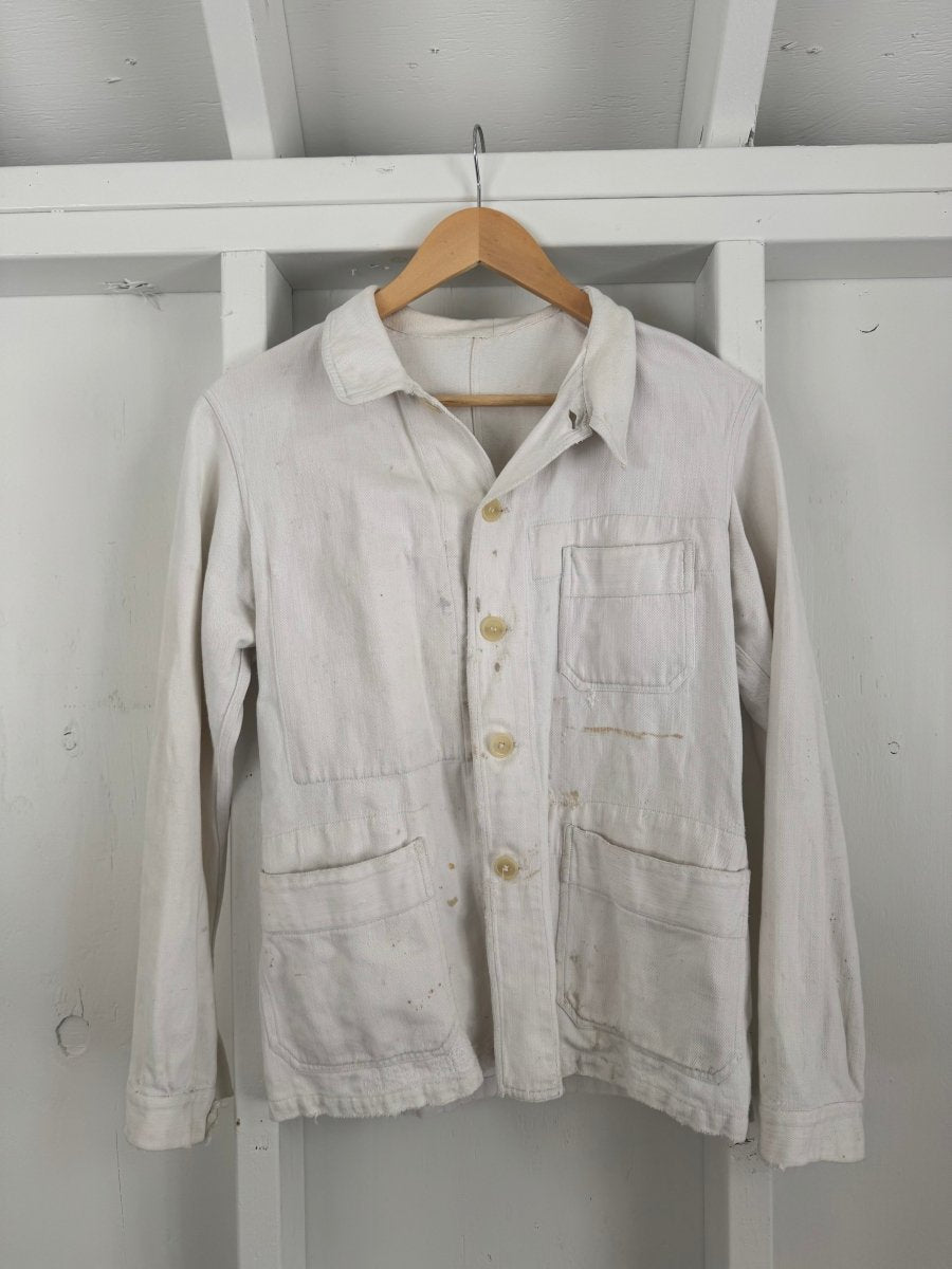 VTG Ripstop Chore Coat - White - Diamonds & Rust