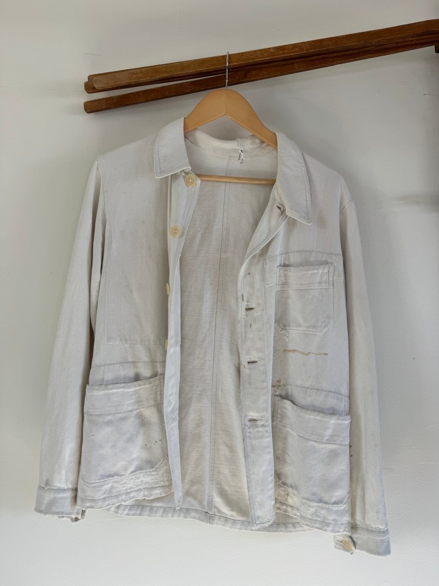 VTG Ripstop Chore Coat - White - Diamonds & Rust
