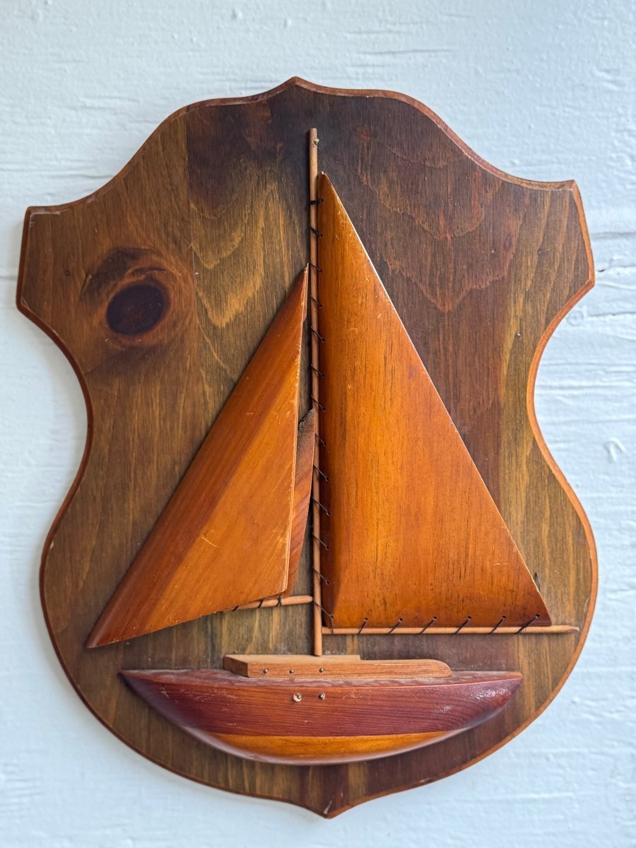 VTG Sailboat Wood Plaque - Diamonds & Rust