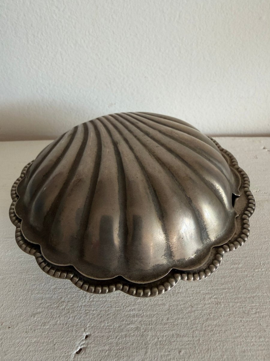 VTG Silver Plated Clam Shell - Diamonds & Rust