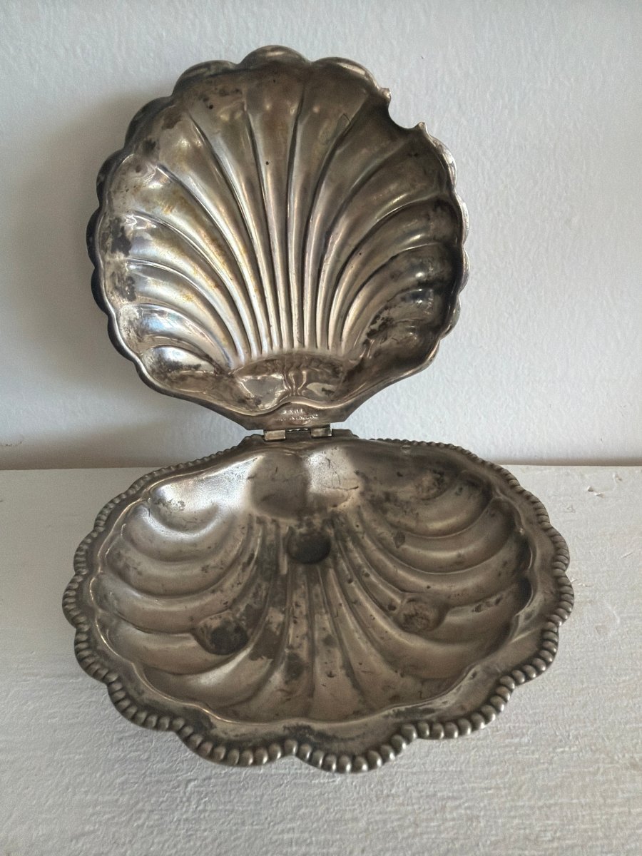 VTG Silver Plated Clam Shell - Diamonds & Rust