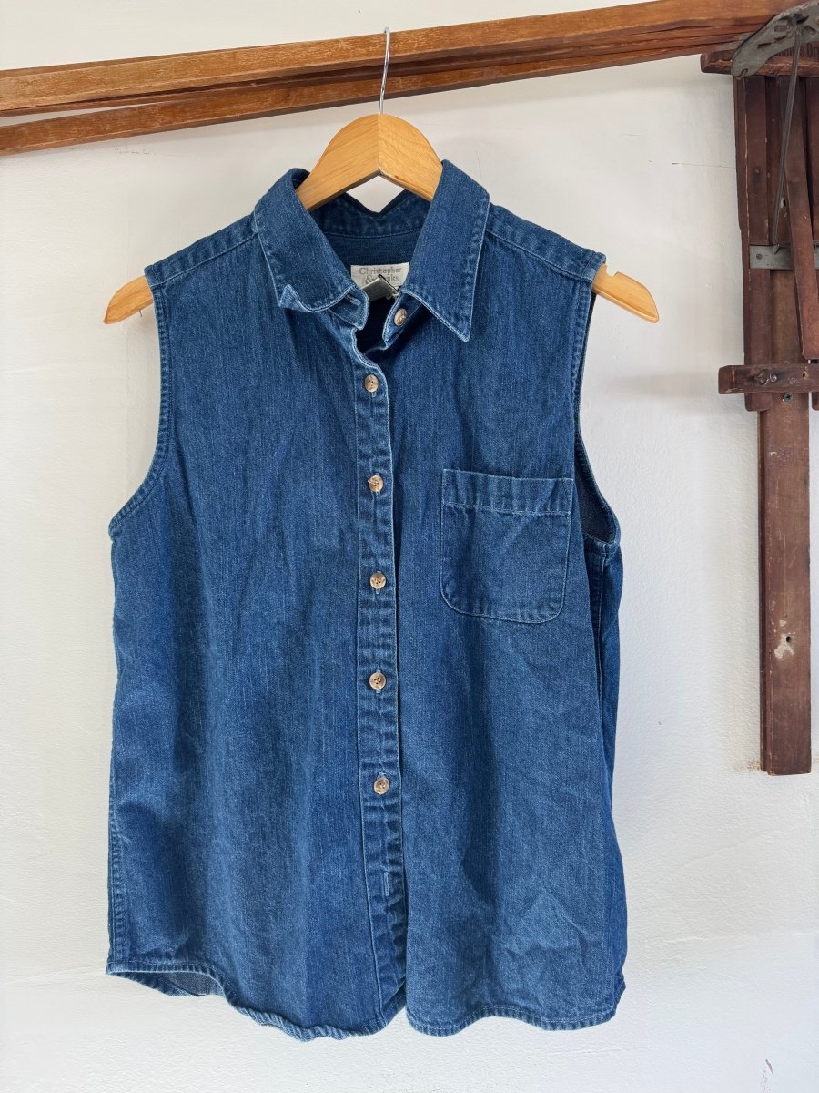 VTG Sleeveless Denim Shirt - Diamonds & Rust