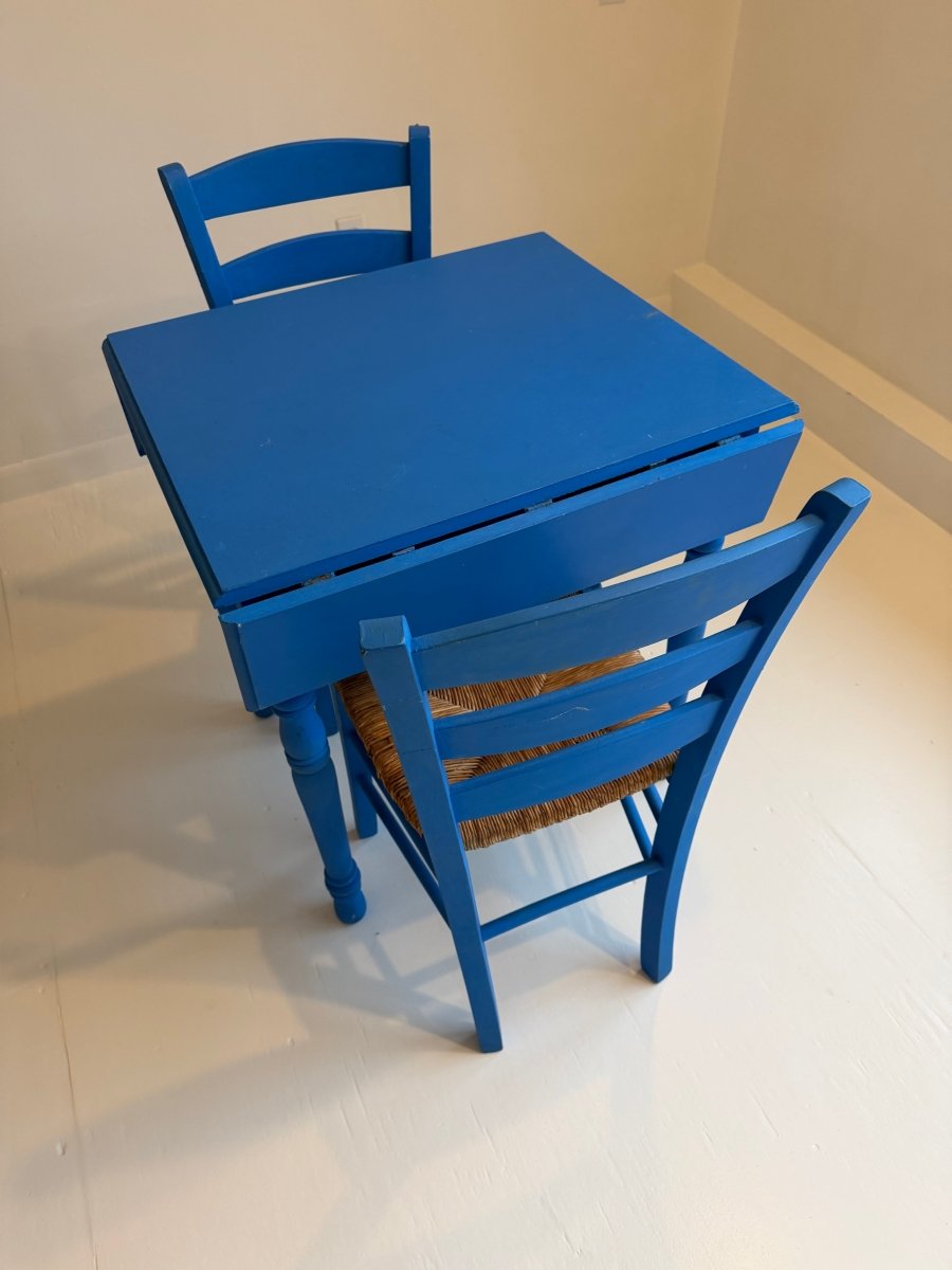 VTG Table and Chairs Set - Painted Blue - Diamonds & Rust