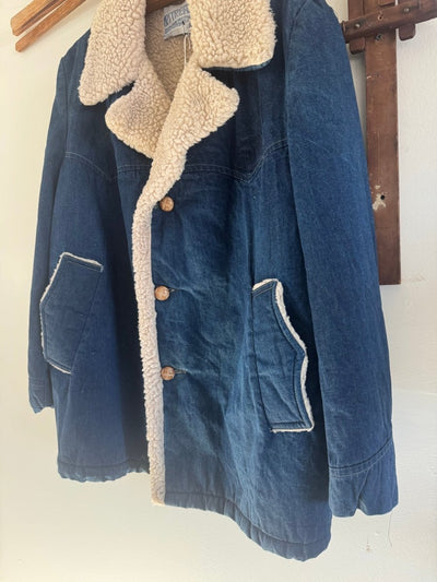 VTG UPSTREAM Sherpa Lined Denim Coat - Diamonds & Rust