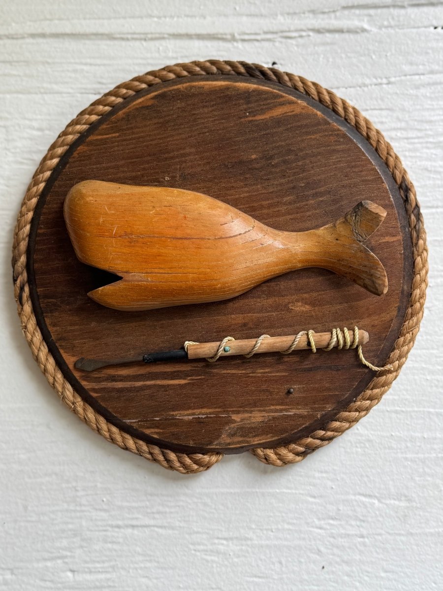 VTG Whale Wood Plaque - Diamonds & Rust