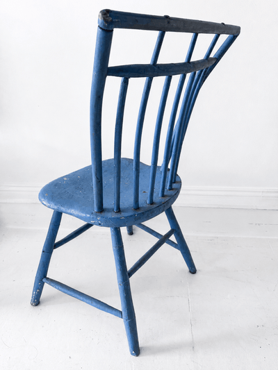 VTG Windsor Mid Century Era Painted Blue Chair - Diamonds & Rust