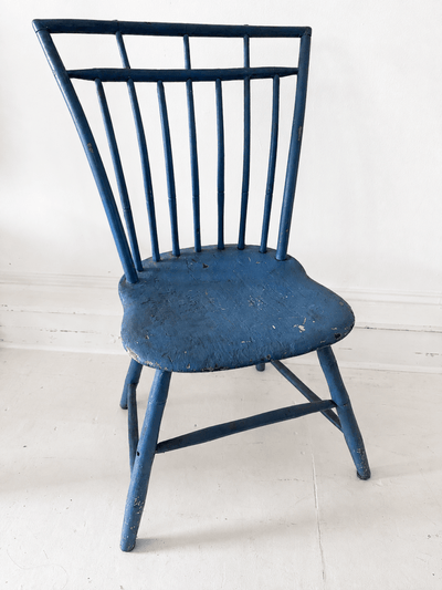 VTG Windsor Mid Century Era Painted Blue Chair - Diamonds & Rust