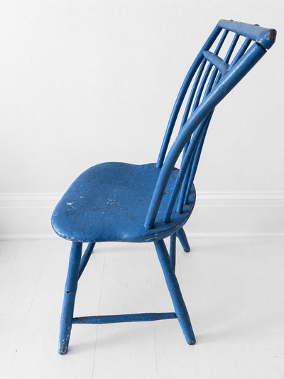 VTG Windsor Mid Century Era Painted Blue Chair - Diamonds & Rust