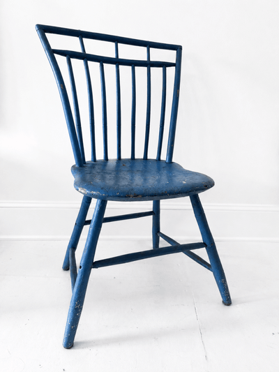 VTG Windsor Mid Century Era Painted Blue Chair - Diamonds & Rust