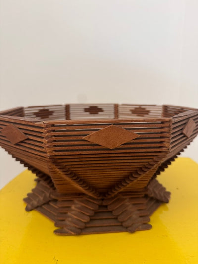 VTG Wood Popsicle Stick Bowl - Diamonds & Rust