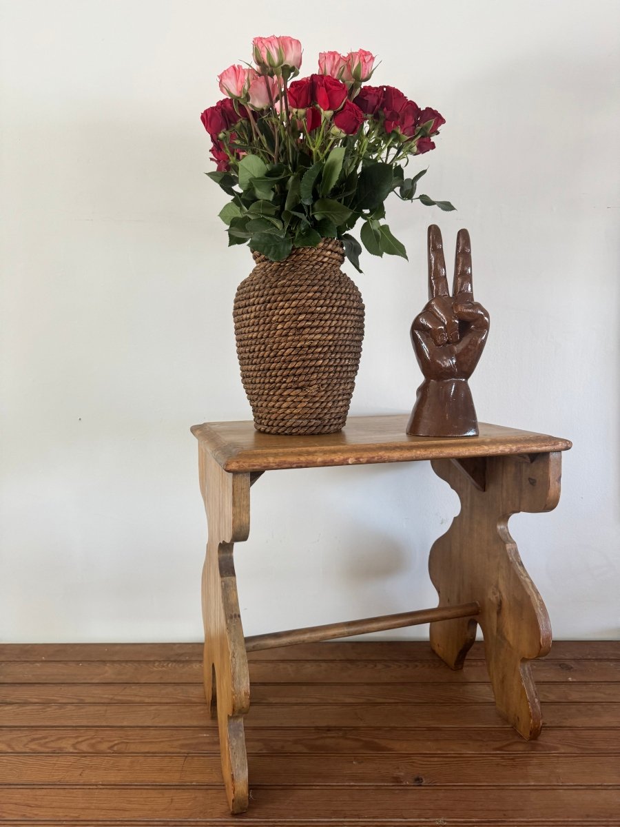 VTG Wood Side Table - Diamonds & Rust