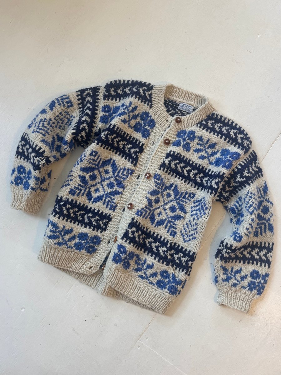 VTG WOOL Handmade Cardigan Sweater - Diamonds & Rust