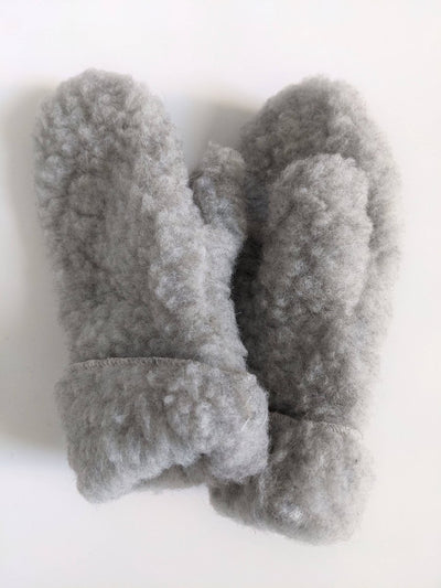 Warm 100% Wool Winter Mittens, All Natural: Cream - Diamonds & Rust