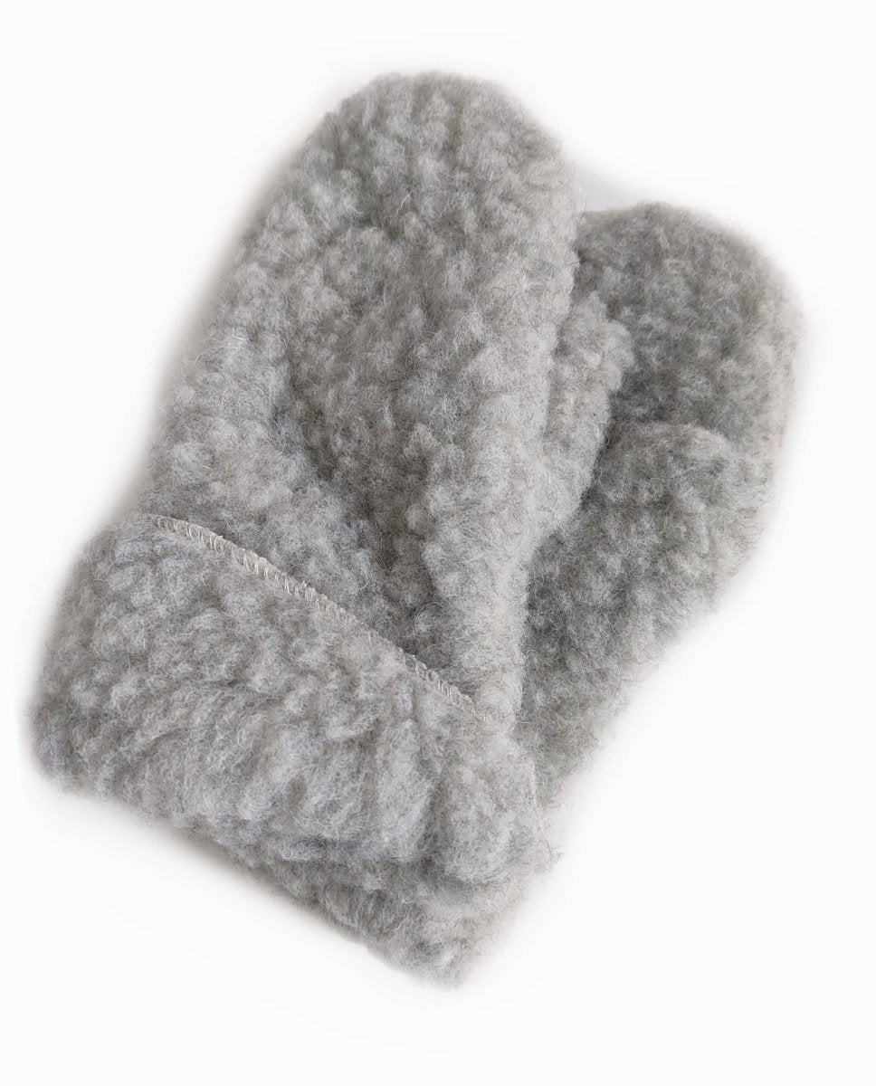Warm 100% Wool Winter Mittens, All Natural: Cream - Diamonds & Rust