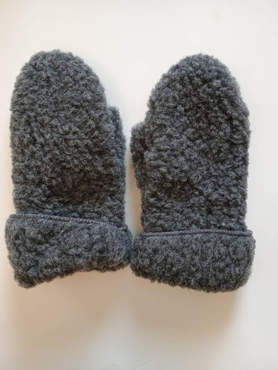 Warm 100% Wool Winter Mittens, All Natural: Cream - Diamonds & Rust