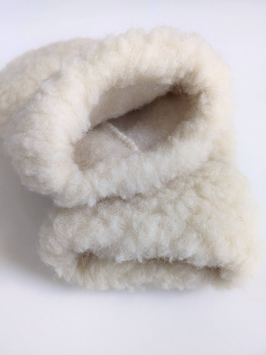 Warm 100% Wool Winter Mittens, All Natural: Cream - Diamonds & Rust