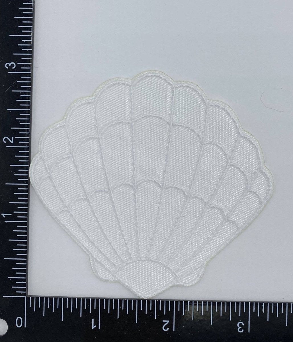 White Seashell, Embroidered, Iron on Patch - Diamonds & Rust