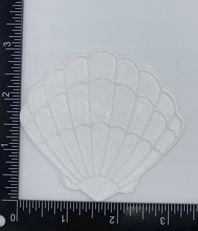 White Seashell, Embroidered, Iron on Patch - Diamonds & Rust