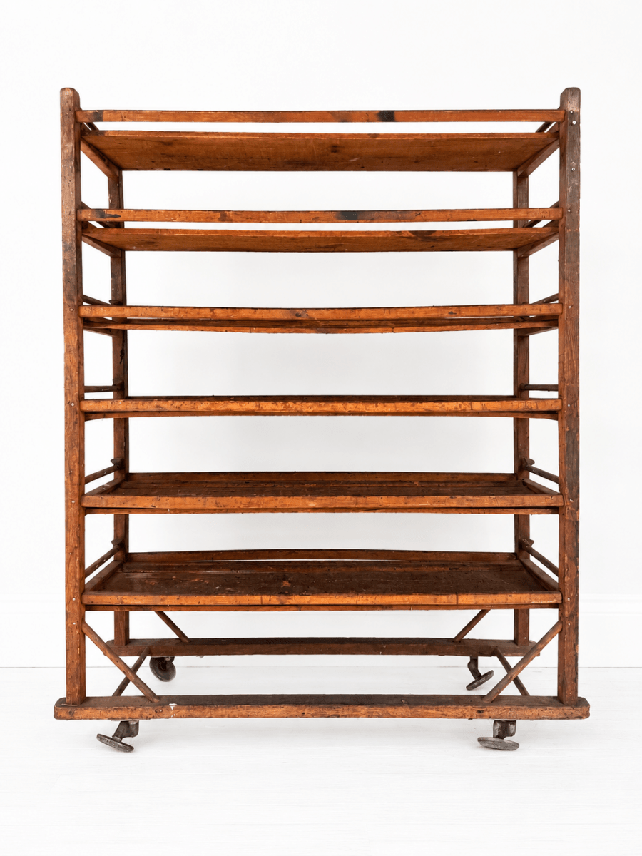 Wood Shoe Cobblers Rack - Flat Shelves - Diamonds & Rust