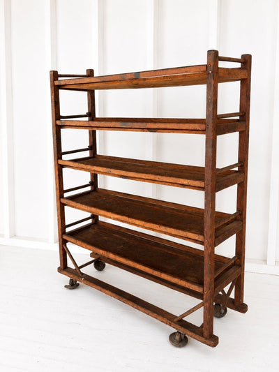 Wood Shoe Cobblers Rack - Flat Shelves - Diamonds & Rust