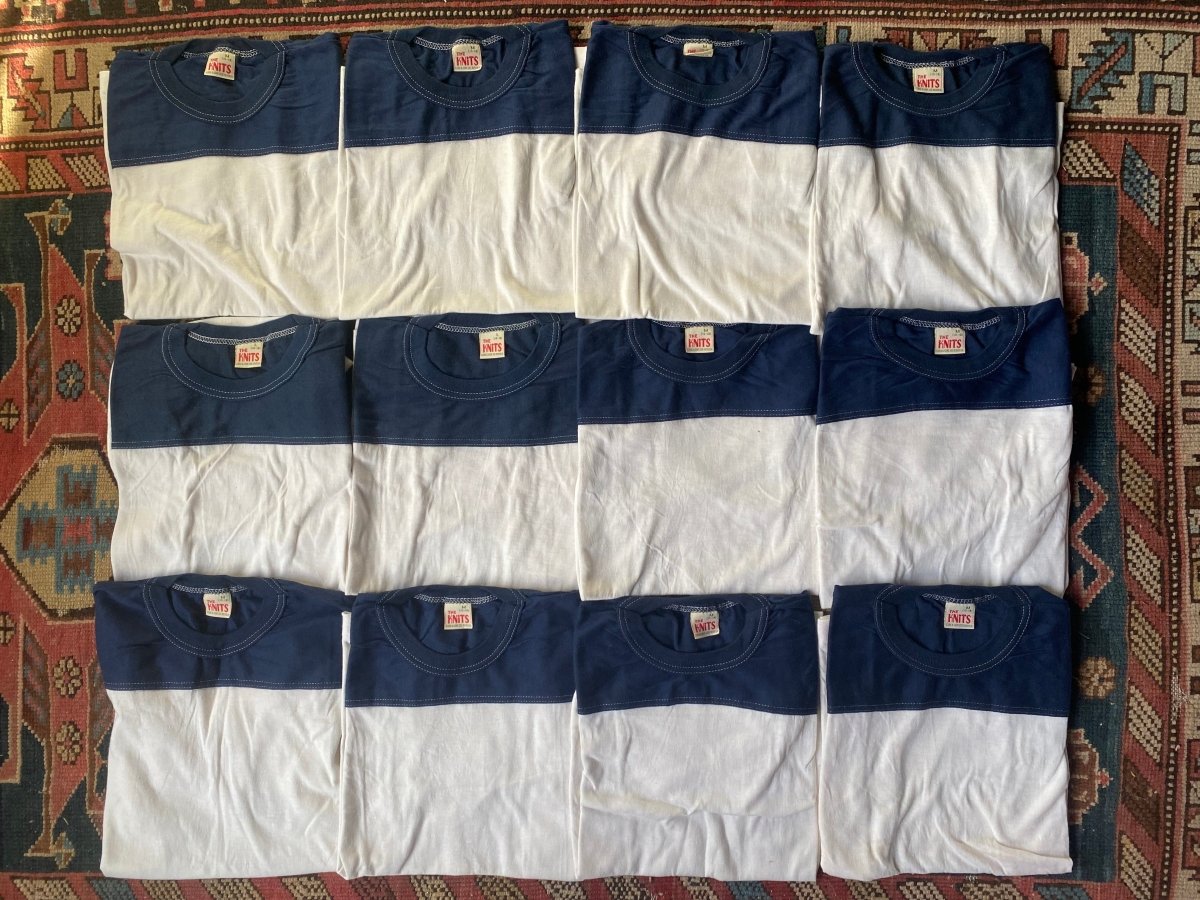 1980s Deadstock Youth Ringer Tees - Single Stitch - Diamonds & Rust