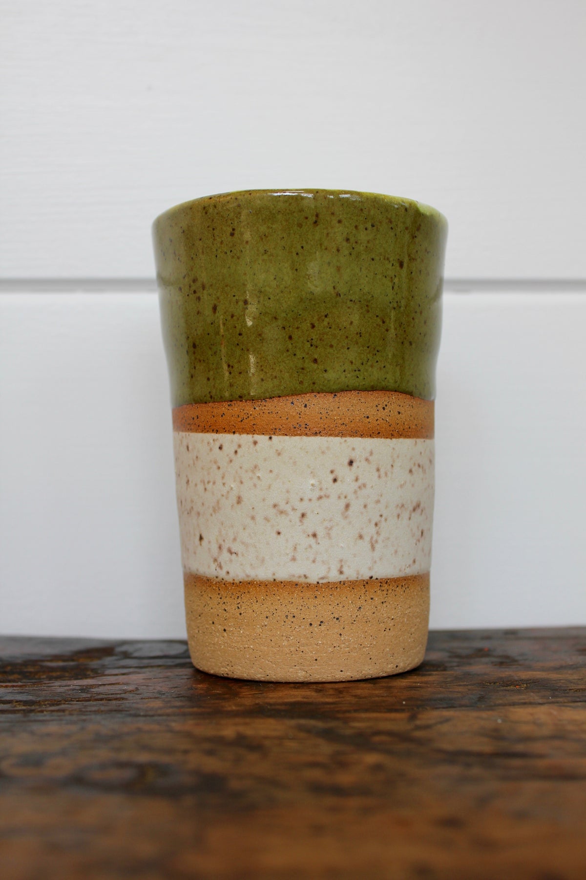 Carmiclay Ceramic To-Go Mug: Olive & Sand - Diamonds & Rust