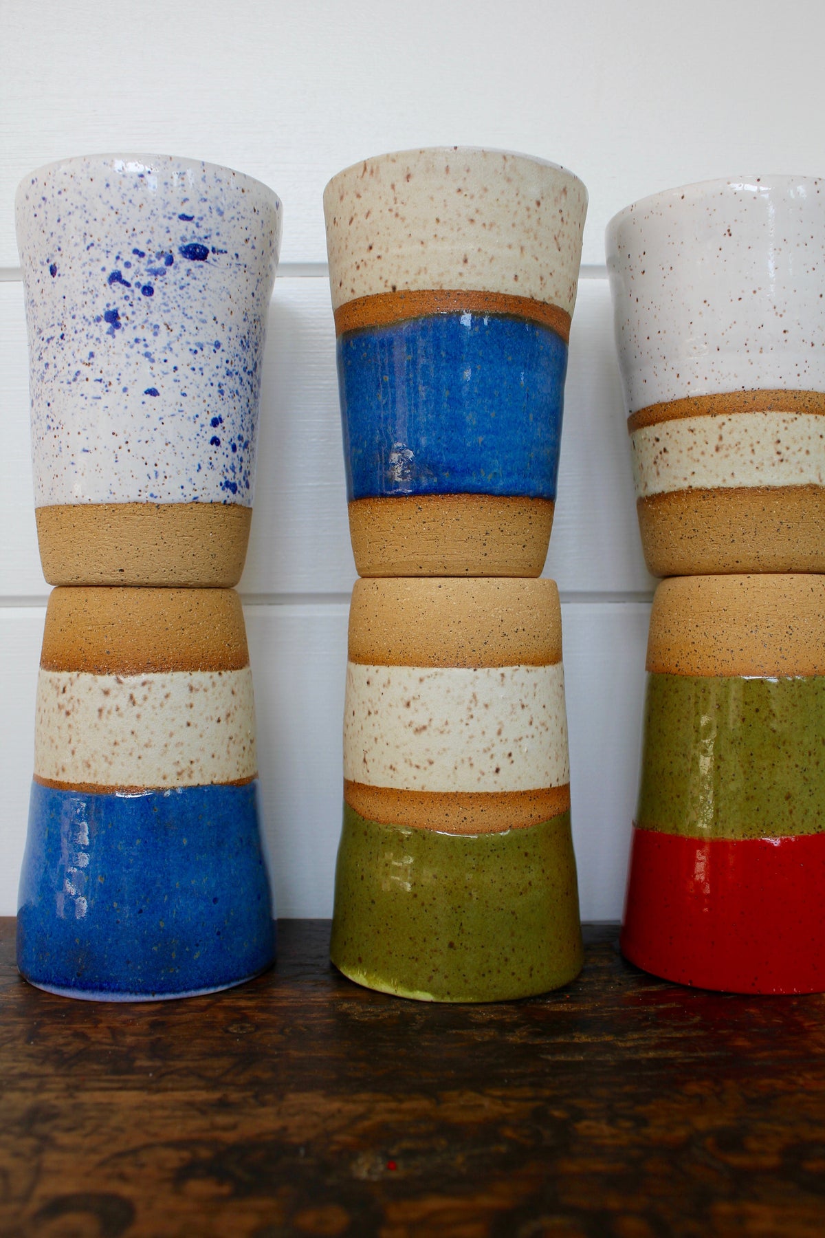 Ceramic To-Go Mug: White & Blue - Diamonds & Rust